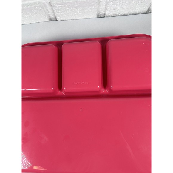 Vintage Packerware Sectional Plate Divided Portion Rectangular Pink Lot Of 4 - Picture 3 of 6